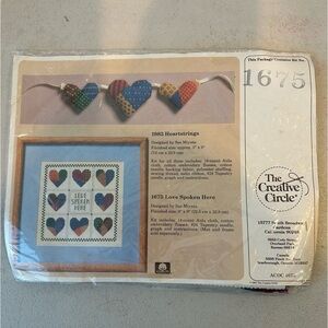 Vintage NIP Creative Circle 1675 Love Spoken Here Counted Cross Stitch Set